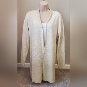 NWT Croft And Barrow Cream Gold Sparkle Shimmer Ombre Holiday Cardigan Sweater
